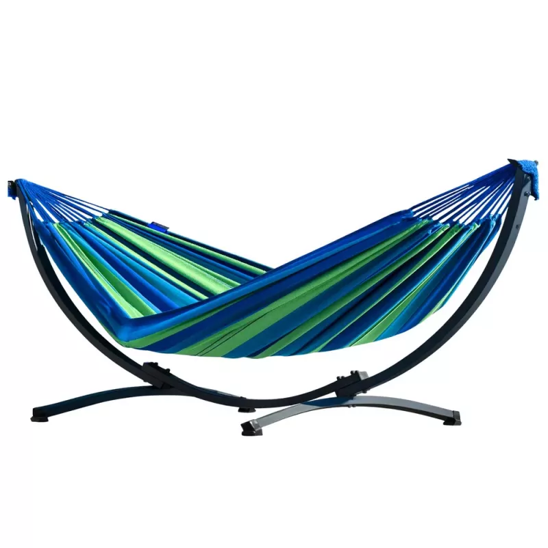 LEAN sodo hamakas su stovu dviem asmenims, žalia ir mėlyna, 200x120 cm