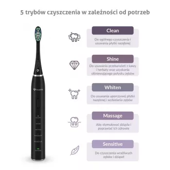 TLF TrueLife SonicBrush Clean30 Black suaugusiųjų svyruojantis dantų šepetėlis