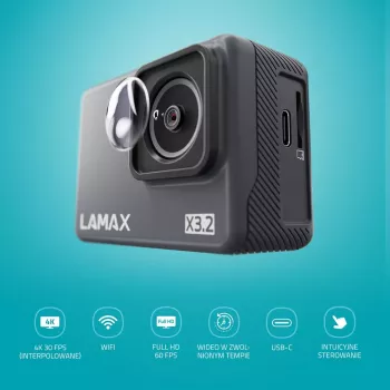 LAMAX X3.2 4K veiksmo kamera su 2 inch ekranu, Wi-Fi ir 12 MP