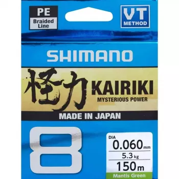 SHIMANO Kairiki 8 Pinta Meškerės Valas 0.060mm 150m 5,3kg Mantis Green