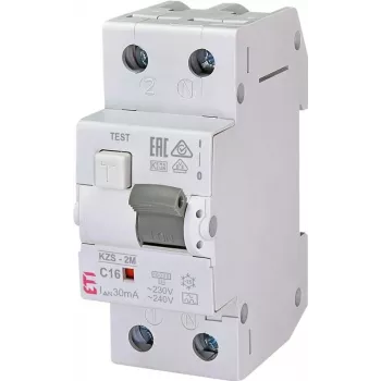 ETI liekamosios srovės automatinis jungiklis 2P 16A 30mA AC tipo KZS-2M Auto