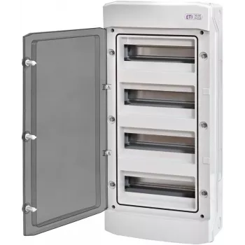 ETI ECH-48PT-S Plastikinis skirstomųjų įrenginių korpusas 48 moduliai 4x12M N+PE IP65 Rūkytos spalvos durelės Baltas 1500V DC