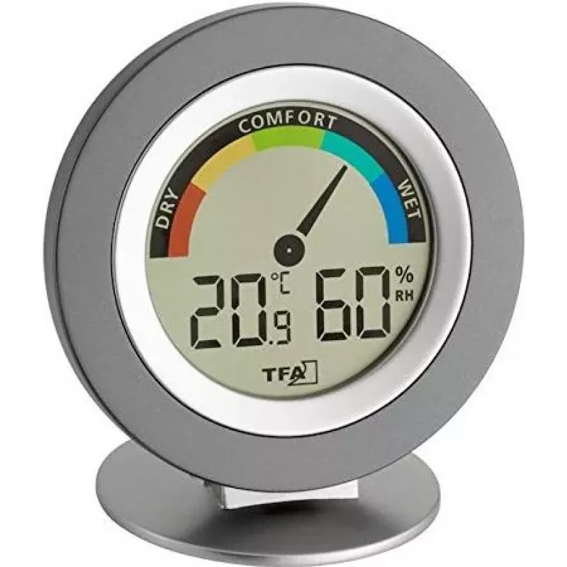 TFA 30.5019 Thermo-Hygrometer COSY – Skaitmeninis Patalpų Termometras ir Drėgmės Matuoklis su Max/Min Atmintimi, Komforto Zonos Indikatoriumi, LCD Ekranu, Baltas