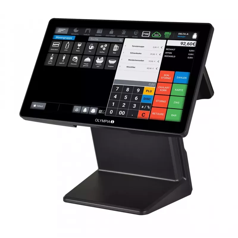 OLYMPIA T400K All-in-One 39,6 cm (15,6 colio) lietimui jautrus POS terminalas, juodas