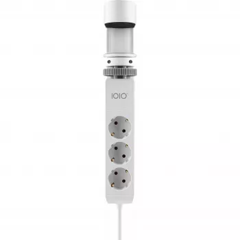 Olympia IOIO SL 3000 stalviršio kištukinis lizdas su 3 Schuko lizdais, 2 USB-A prievadais ir 1,5 m laidu, baltas