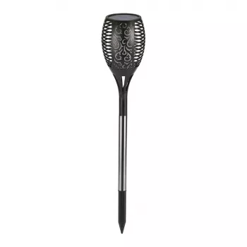 SYNERGY21 LED Flame Series Solar Garden Lamp su žeminiu smaigaliu – juoda