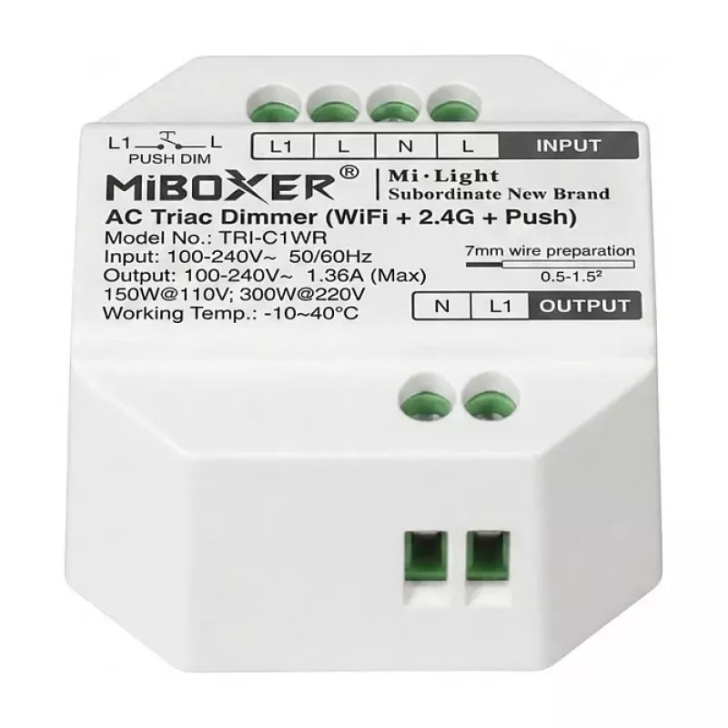 Miboxer Synergy 21 LED AC TRIAC Dimmer WiFi+2.4G+Push (TRI-C1WR)