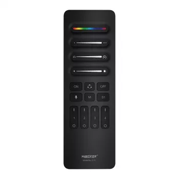 Synergy 21 Pixel LED nuotolinio valdymo pultas SPI - Pixel 2.4GHz (RGB/RGB-W/RGB+CCT) 4 zonos 4 scenos *Milight/Miboxer* (juodas) (C10-B)