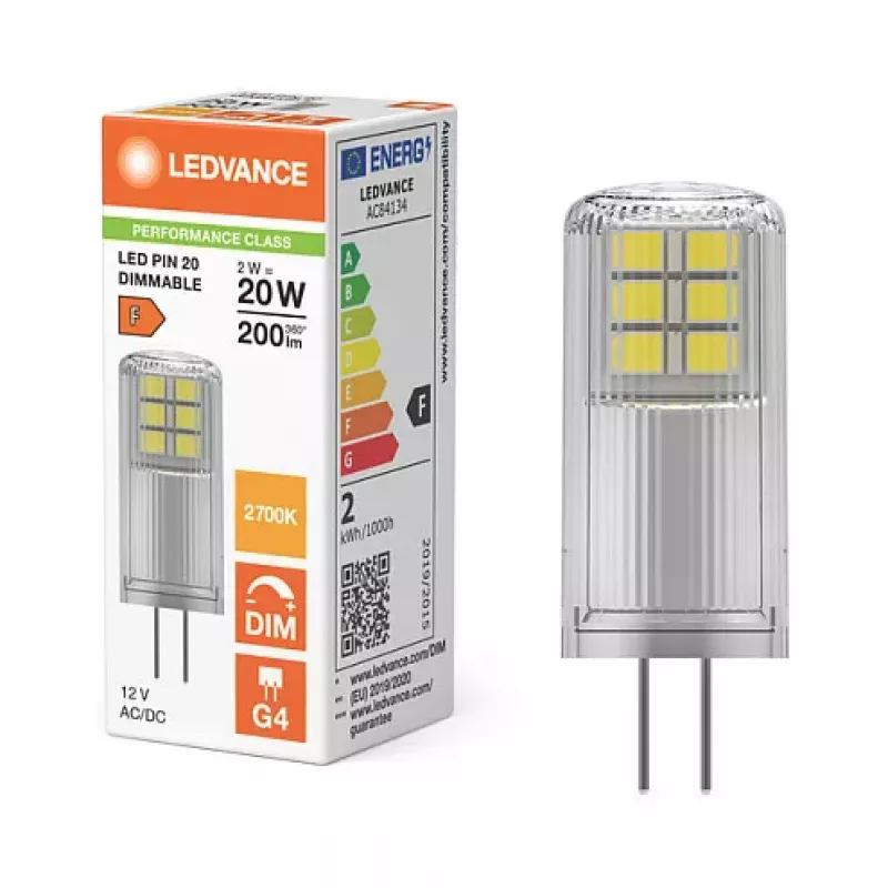 OSRAM LED PIN 12V DIM P 2W 827 Clear G4 Dimmable 12V Low-Voltage LED Lamp