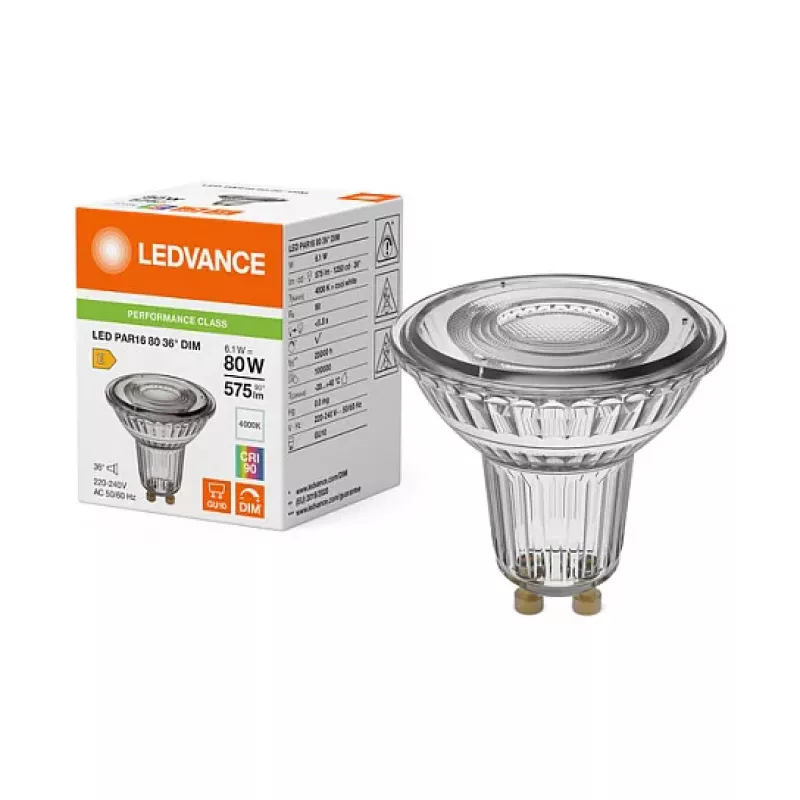 Osram LED PAR16 80 36° DIM P 6.1W 940 GU10 reguliuojamo ryškumo LED atspindinčioji lempa