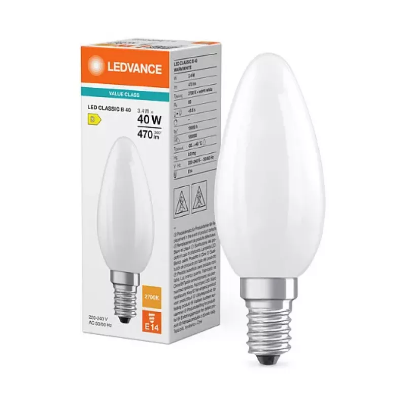 Osram LED Classic B 40 Filament P 3.4W 827 Frosted E14 LED lempa, žvakės formos, šilta balta