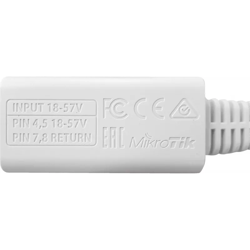 MikroTik Power Injector (RBGPOE) - Pasyvus PoE, 10/100 Mbps, 9-48V DC įėjimas