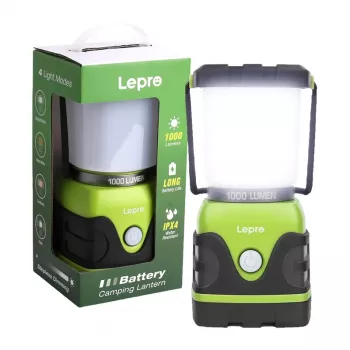 LEPRO 3300002 1000 liumenų baterijomis maitinamas kempingo žibintas su power bank, USB-C, 4400 mAh, IPX4