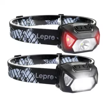 LEPRO 320014-2 2 vienetų komplektas Kaktinės lempos, po 2000 liumenų, Įkraunamos, USB-C, IPX4