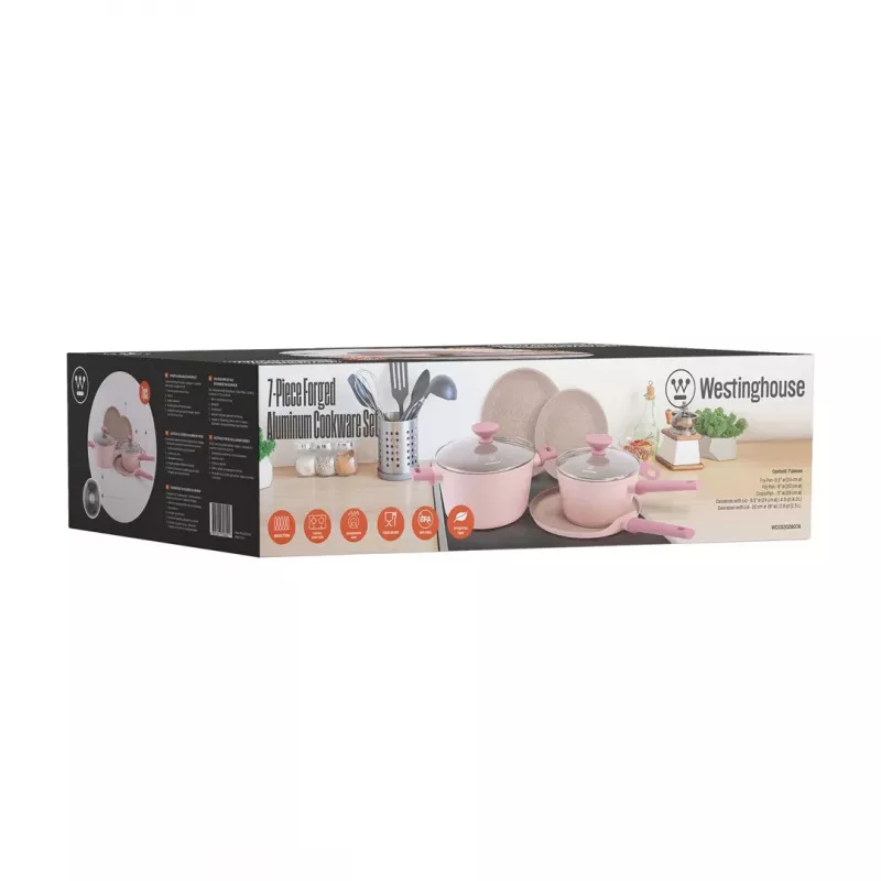 Westinghouse WCCS202607A 7 dalių kaltinio aliuminio indų rinkinys, juoda/pilka, tinka indukcijai