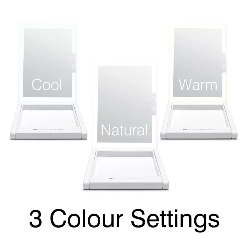 RIO MMAW-EU/1,0 Home and Away Dressing Table Make Up Mirror – Dvipusis LED veidrodis su padidinimu 1x/5x, sulankstomas, baltas