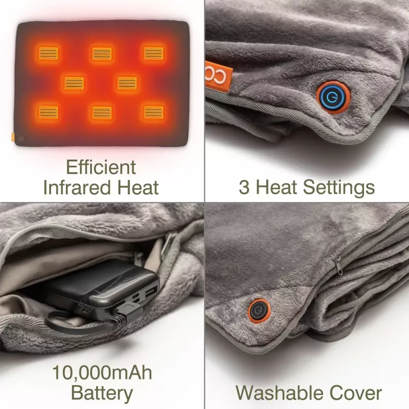 Bodi-Tek BT-BLHT-EU/1.0 COZY Snuggle Blanket Heated Throw 130 x 160 cm, Pilka