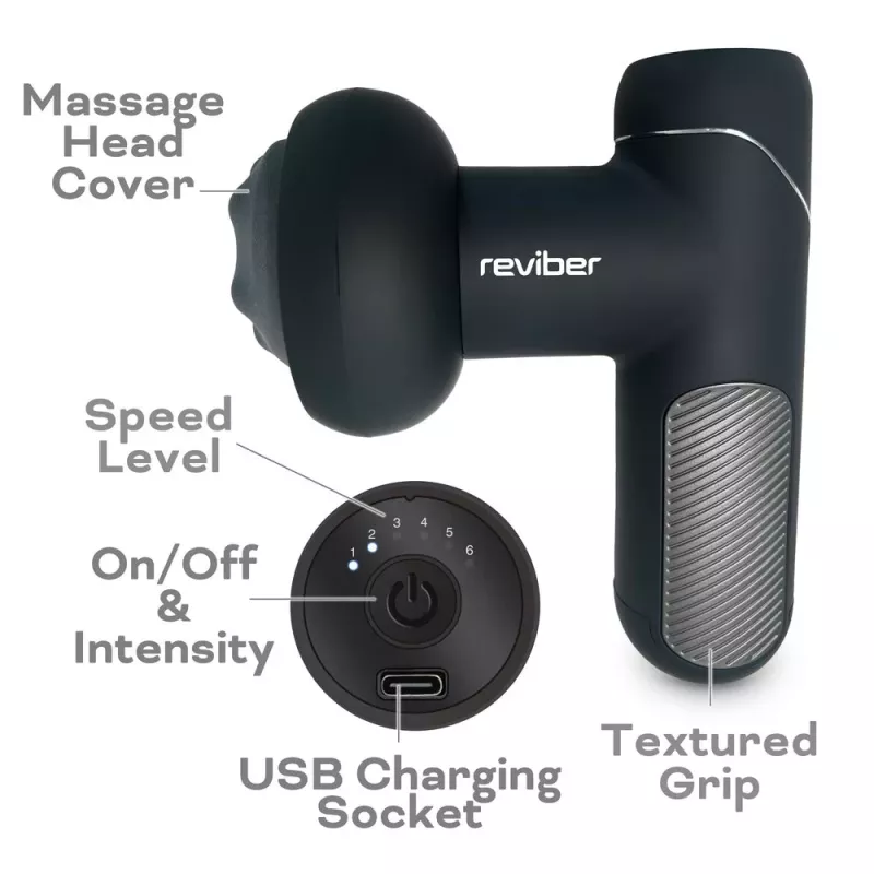 Reviber RV-MABS-EU/1,0 Shiatsu raumenų masažuoklis su infraraudonaisiais spinduliais, 8 mazgai, 3 greičiai, juodas