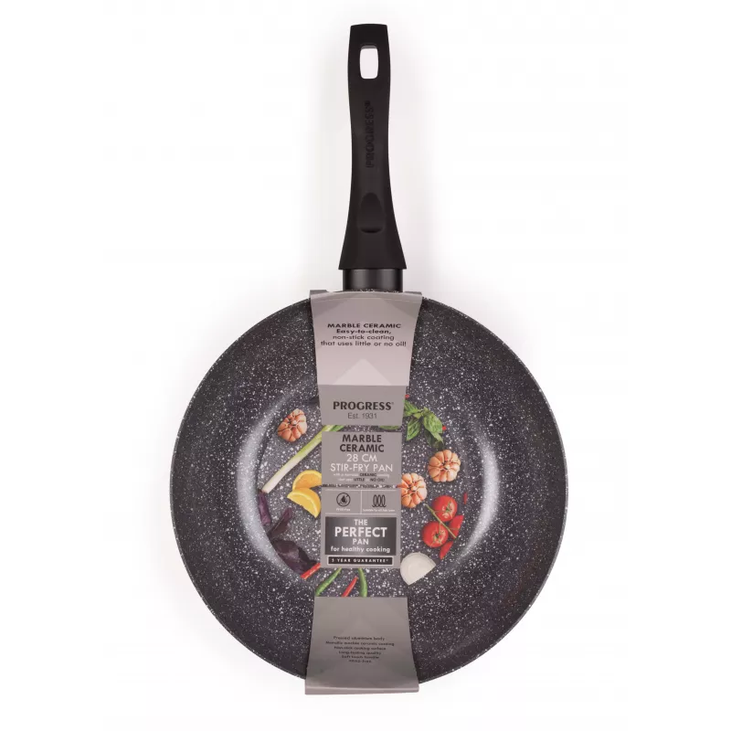 Progress BW12915EU7 Marble Ceramic 28cm Stir-Fry Pan su dangčiu