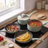 Progress BW14255G Neutrals 5 dalių keptuvių rinkinys – Kaltinis aliuminis, akmens efektu neprideganti danga, tinka indukcijai