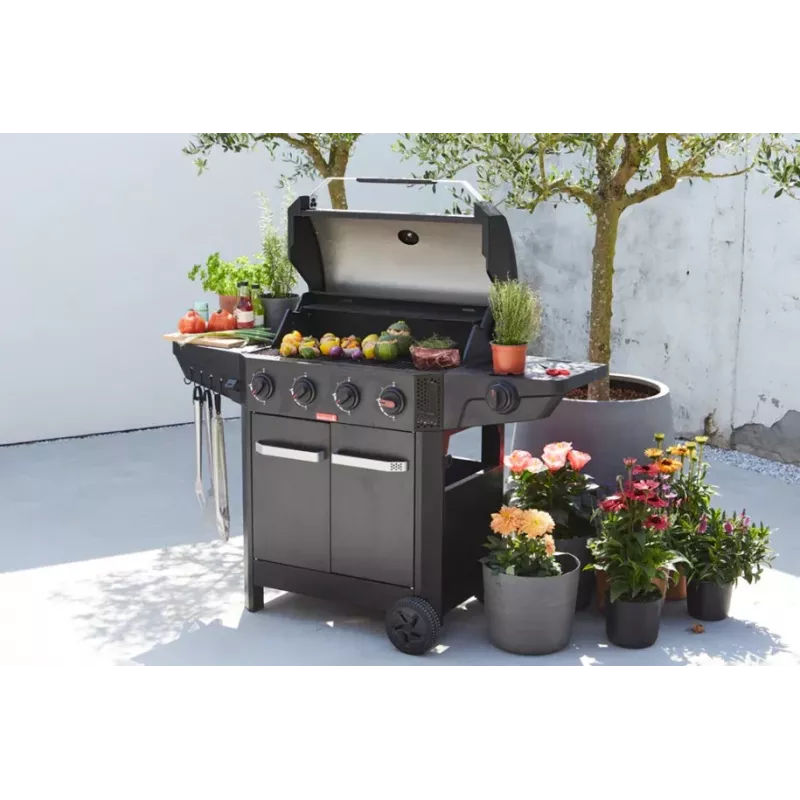Barbecook dujinė kepsninė Luca 412 su spintele ir šoniniu degikliu, 145.4 x 60.3 x 112,3 cm, juoda