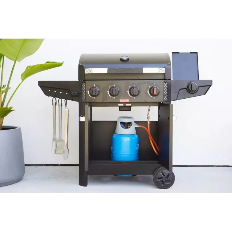 Barbecook dujinė kepsninė Luca 412 su spintele ir šoniniu degikliu, 145.4 x 60.3 x 112,3 cm, juoda