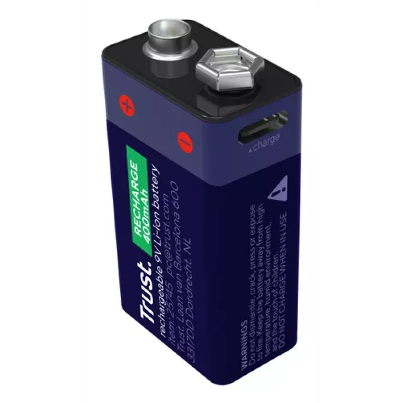 Trust 9V įkraunama baterija 400mAh su USB-C