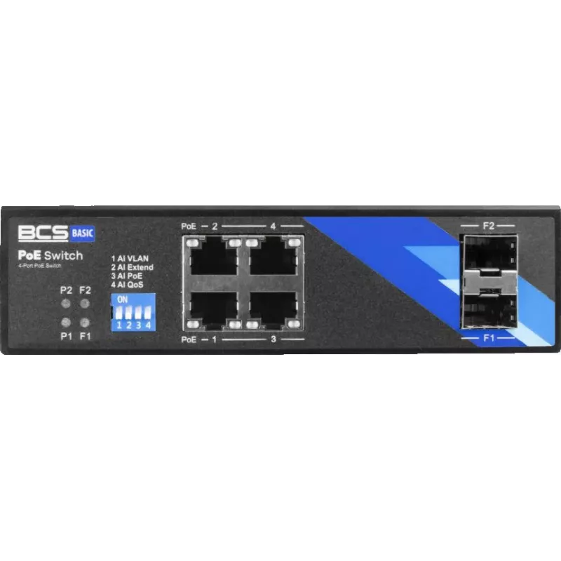BCS BCS-B-ISP04G-2SFP Neprijungiamas pramoninis Ethernet jungiklis, 4 prievadai Gigabit RJ45 + 2 SFP, DIN bėgis, IP40