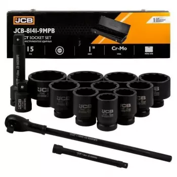 JCB Impact Socket Set 15-Piece 1 inch 12-Point (36-80mm)
