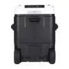 HCALORY P50M+ automobilinis šaldytuvas su Bluetooth, 50L, -20°C iki +20°C, DC 12/24V ir AC 100-240V, 60W, R134a, LCD ekranas, programėlės valdymas, akumuliatoriaus apsauga, ratukai, ištraukiama rankena, LED lemputė, USB prievadas, CE/RoHS/FCC