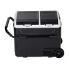 HCALORY P50M+ automobilinis šaldytuvas su Bluetooth, 50L, -20°C iki +20°C, DC 12/24V ir AC 100-240V, 60W, R134a, LCD ekranas, programėlės valdymas, akumuliatoriaus apsauga, ratukai, ištraukiama rankena, LED lemputė, USB prievadas, CE/RoHS/FCC