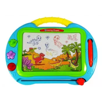 LEAN TOYS Magnetinė piešimo lenta su 3 antspaudais ir rašikliu