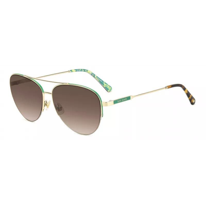 KATE SPADE Moteriški stačiakampiai akiniai nuo saulės JANECEGSPEF - Juodas acetatinis rėmelis, pilki gradientiniai lęšiai, 58 mm