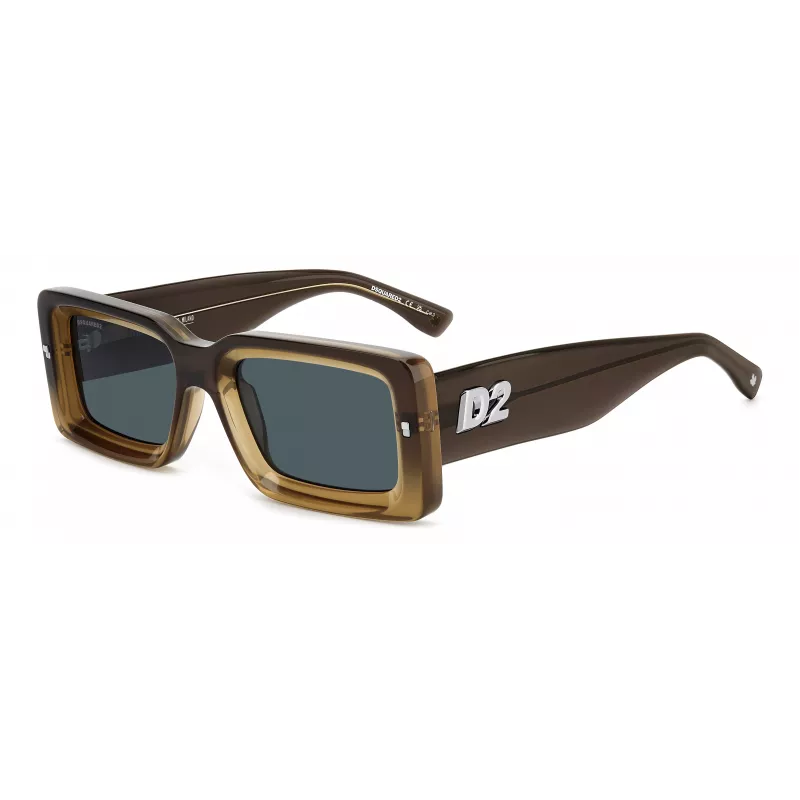 DSQUARED2 D2-0142-S-9EN Vyriški Saulės Akiniai - Juodas Acetato Rėmelis, Pilki Polikarbonato Lęšiai, 52mm
