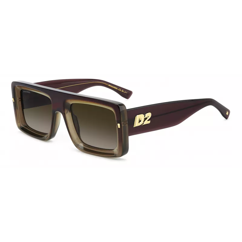 DSQUARED2 D2-0141-S-XL7 Vyriški stačiakampiai akiniai nuo saulės Havana 53mm