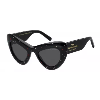 THE MARC JACOBS Moteriški Akiniai Nuo Saulės MARC798SSTR80 - Stačiakampis Havana Acetato Rėmelis, Rudi Polikarbonatiniai Lęšiai, UV400 Apsauga, 48/24/140 mm