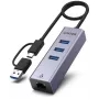 UNITEK USB-C Hub 4-in-1 Ethernet 3 x USB-A 5 Gbps su USB-A adapteriu