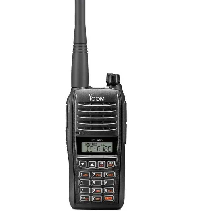 ICOM IC-A16E aviacinis nešiojamasis siųstuvas-imtuvas su Bluetooth ir aktyviu triukšmo slopinimu
