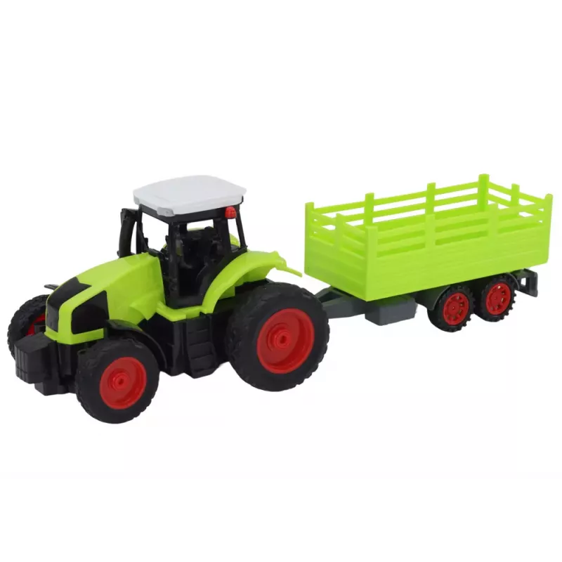 LEAN TOYS nuotoliniu valdymu valdomas traktorius su priekaba 1:16 žalias