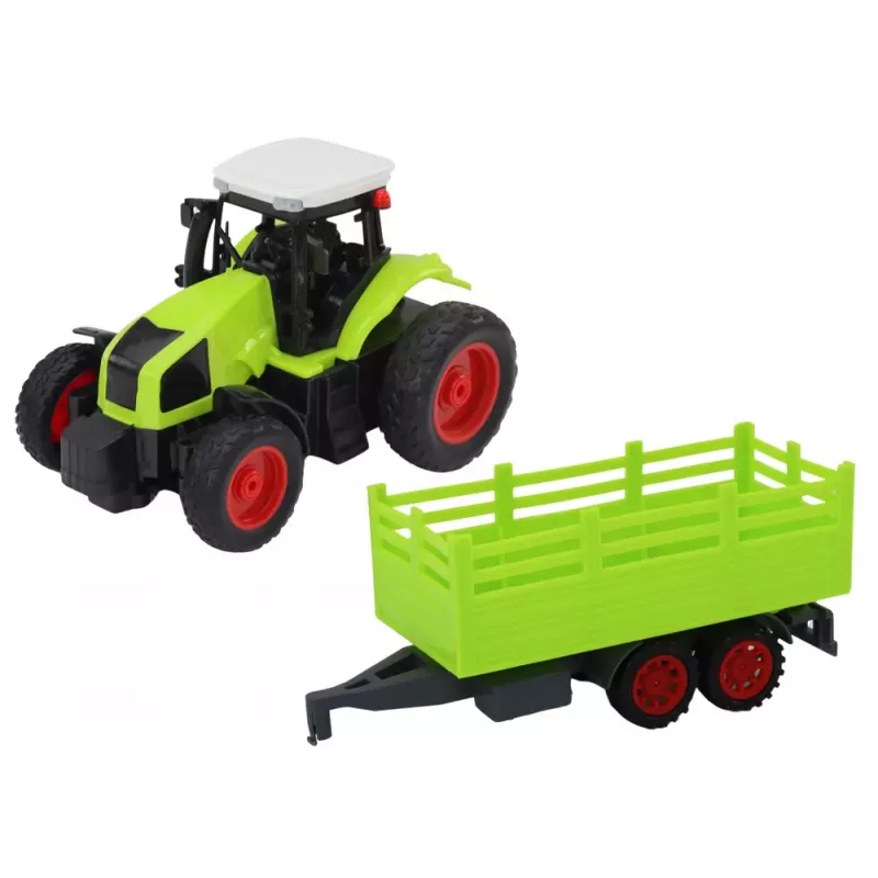 LEAN TOYS nuotoliniu valdymu valdomas traktorius su priekaba 1:16 žalias