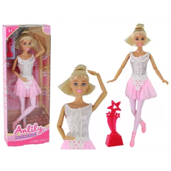 LEAN TOYS Vaikiška lėlė Anlily Balerinos Šokėjos Figūrėlė su Kuodeliu Rožine Suknele