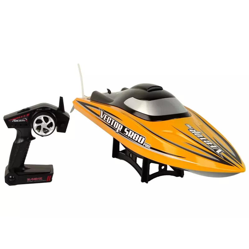 LEAN TOYS SR80 PRO RC Racing Motorboat Brushless ARTR 74 km/h Geltona