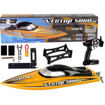 LEAN TOYS SR80 PRO RC Racing Motorboat Brushless ARTR 74 km/h Geltona