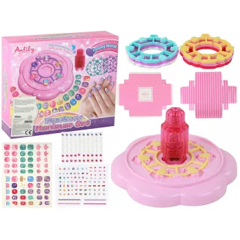 LEAN TOYS Nail Set Pink Nail Tips Stickers Diamonds