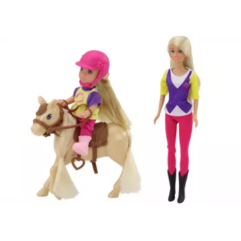 LEAN TOYS Anlily lėlės rinkinys su vaiku ir poniu, arklių ferma