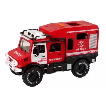LEAN TOYS Ugniagesių visureigis Raudonas su atidaromomis durelėmis, garsu ir šviesomis