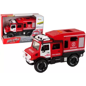 LEAN TOYS Ugniagesių visureigis Raudonas su atidaromomis durelėmis, garsu ir šviesomis