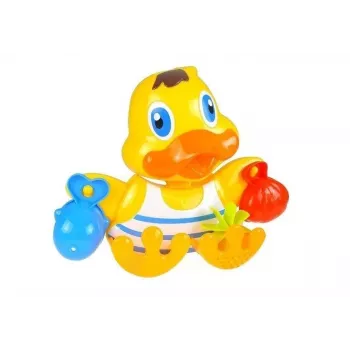 LEAN TOYS Duckie Bathing Set Cups - 3 sukraunami puodeliai ir čiulpiantis ančiukas voniai