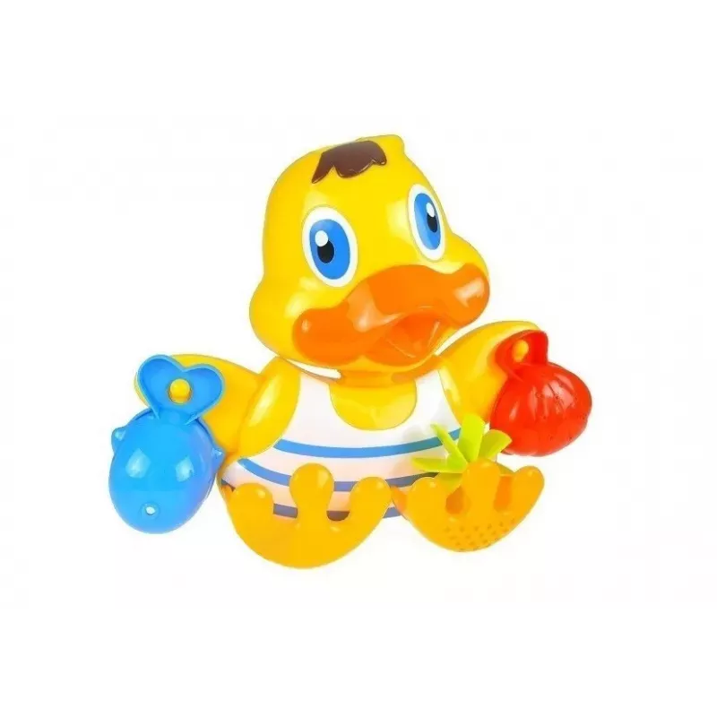 LEAN TOYS Duckie Bathing Set Cups - 3 sukraunami puodeliai ir čiulpiantis ančiukas voniai