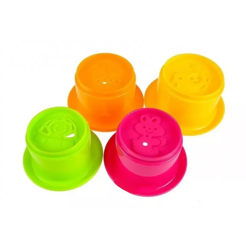 LEAN TOYS Duckie Bathing Set Cups - 3 sukraunami puodeliai ir čiulpiantis ančiukas voniai